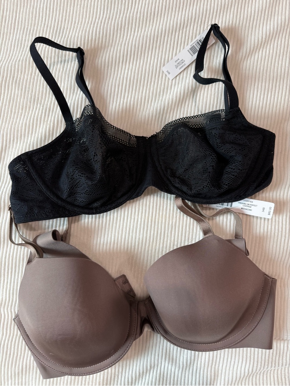 Soma Black Lace Underwire Bra & Taupe Smooth T-Shirt Bra